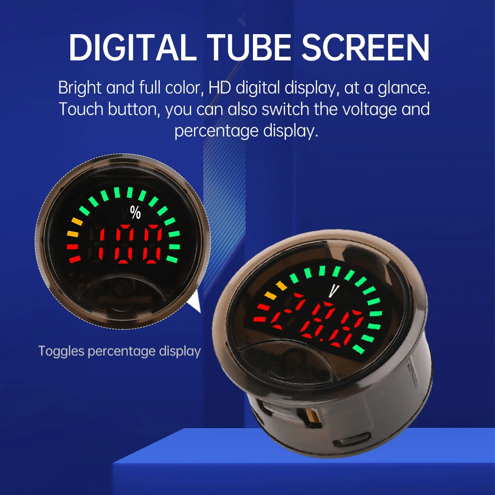 DC7-100V 3-Wire Circular Digital Voltmeter Electricity Indicator with Power-down Memory