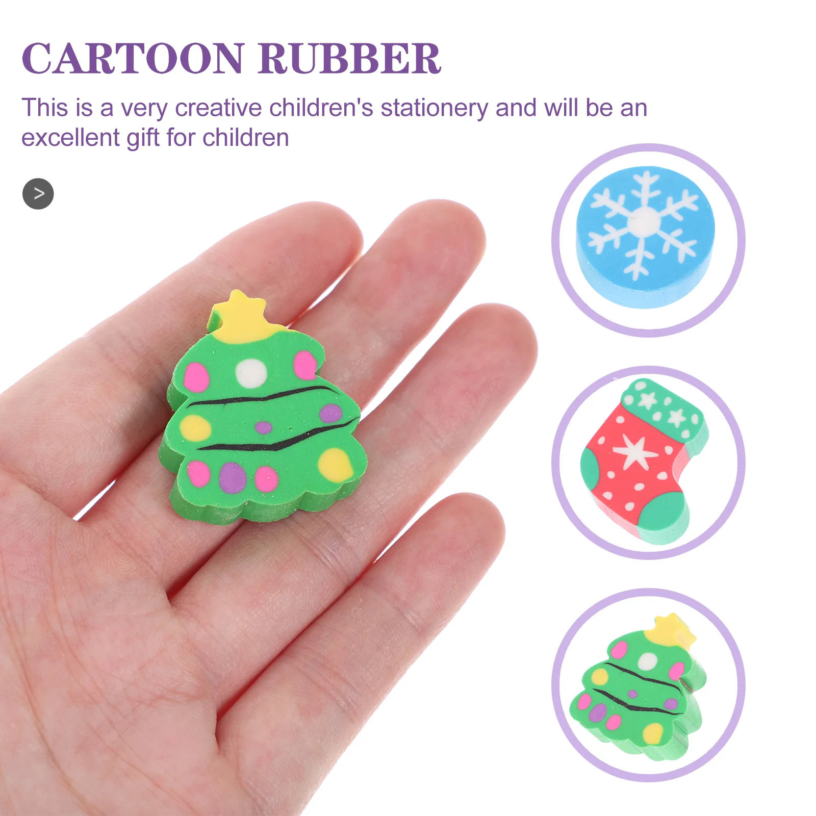 3 Boxes Christmas Stationery Rubber Pencil Eraser Gift Novelty Erasers Cartoon for Kids