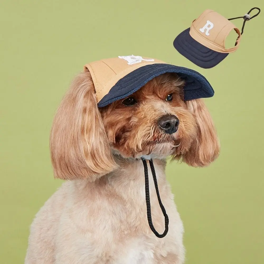 

Fashion Embroidered Dog Sport Letter Cap Adjustable Breathable Dog Sun Hat with Ear Holes Pet Baseball Cap for Dogs Cats