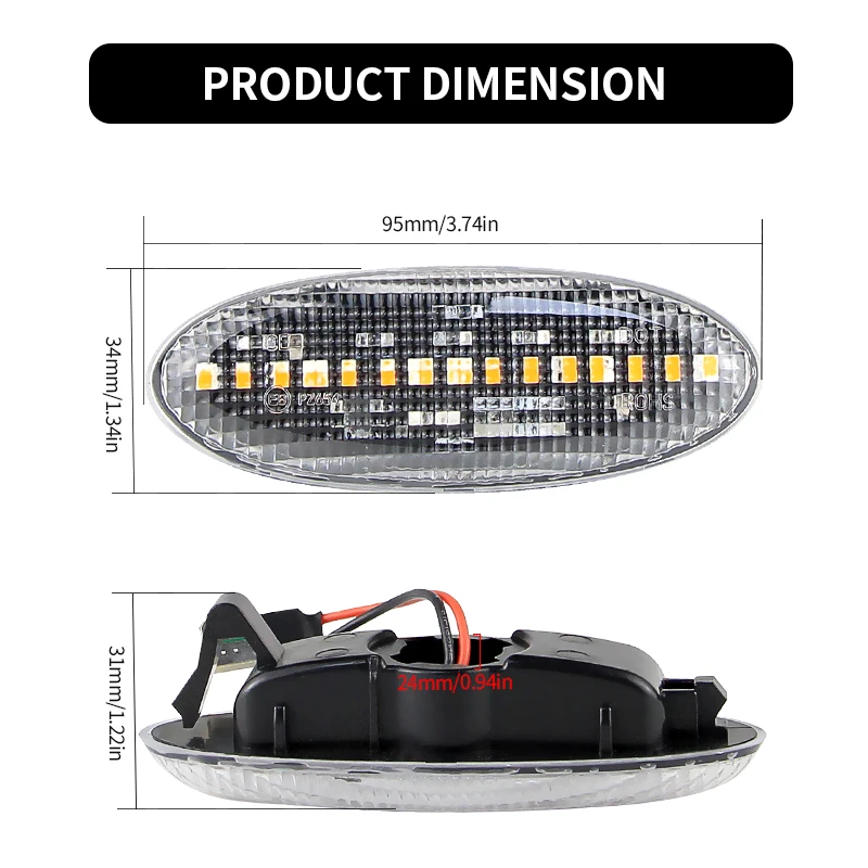 

2PCS LED Dynamic Turn Signal Light Side Marker Lamp Canbus For Mazda 323 Familia 98-03 Tribute 01-06 Protege 01-03 5 02-03 MX-6