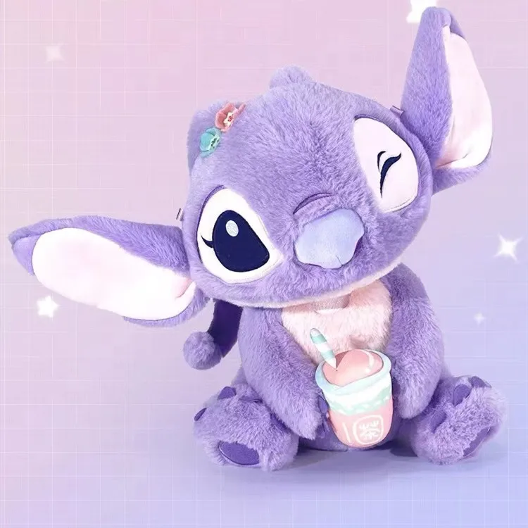 Anime Disney Kawaii Doll Lavender Stitch Crossbody Bag Plush Toy Lilo & Stitch Angel Doll Bag Birthday Gift For Kids Toys