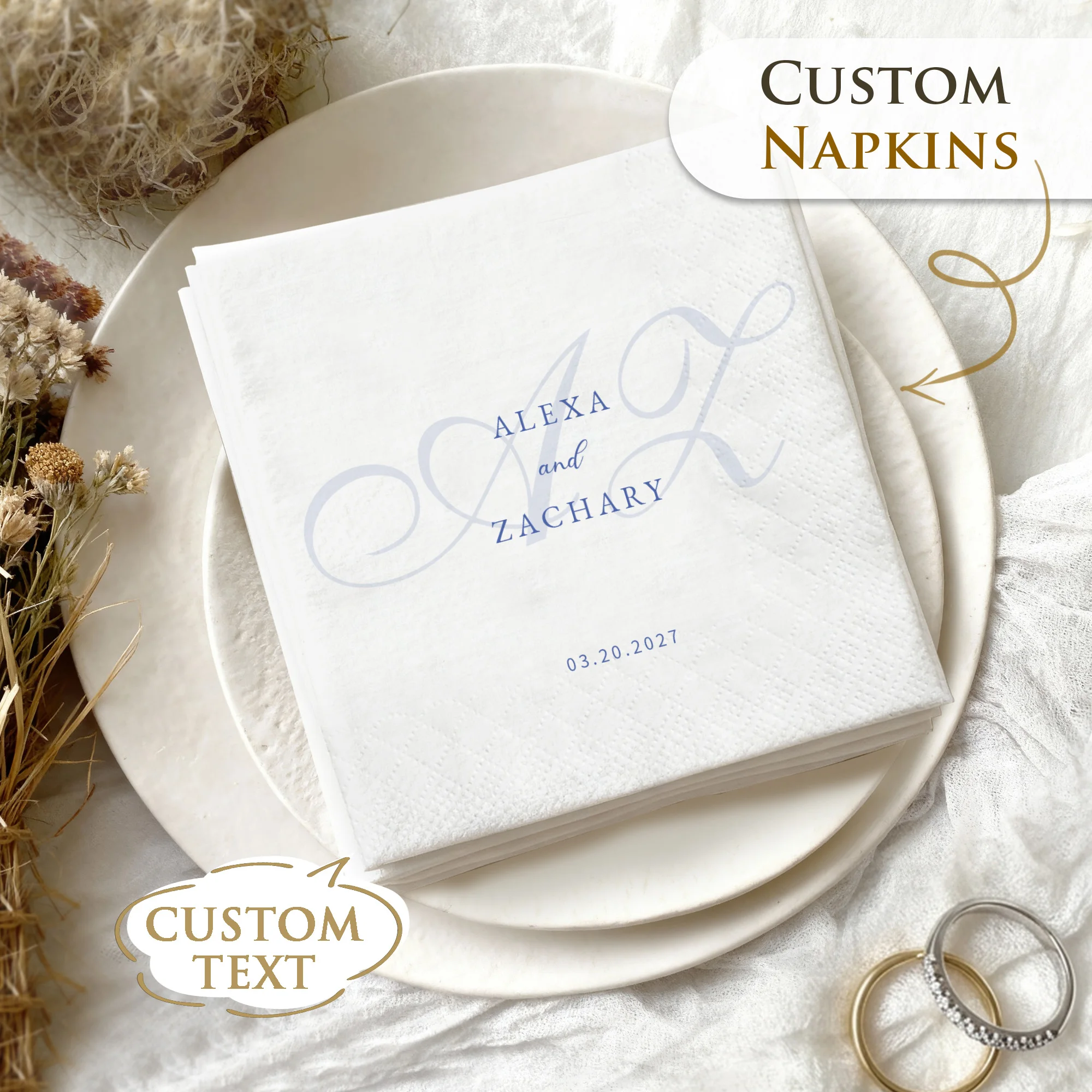Servilletas personalizadas de 3 capas, servilletas de cóctel personalizadas, decoración para fiestas, servilletas de papel desechables para bodas, despedidas de soltera, aniversarios