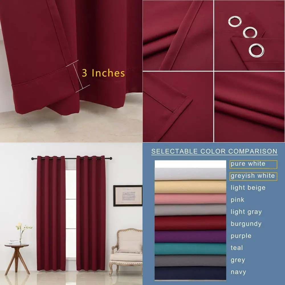 

Thermal Insulated Blackout Curtains, 84 Long, 2 Panels, Light Blocking, Noise & Privacy Protection, 52 Wide
