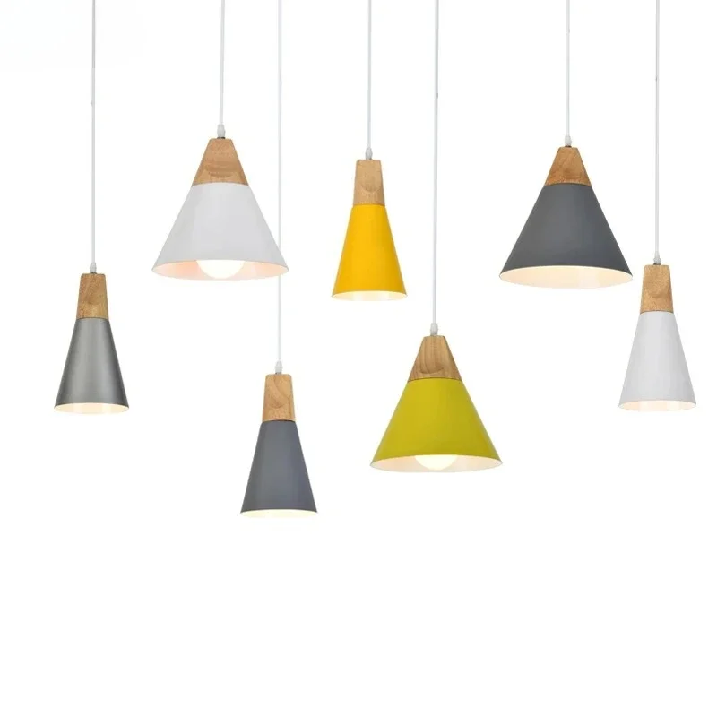 Modern Aluminum LED Pendant Lights Lampshade Colorful Cone Shaped Indoor Lamps for Living Dining Room Home Decoration Chandelier