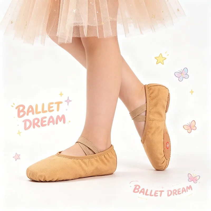

Ballet Dance Shoes Lace Free Canvas Soft Sole Breathable Classical Dance Training Lightweight Daily Practice Dancing Footwear