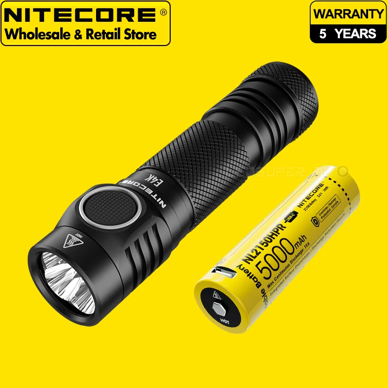 

Next Generation NITECORE E4K 4400 Lumens 21700 Compact EDC Flashlight with 5000mAh Li-ion Battery