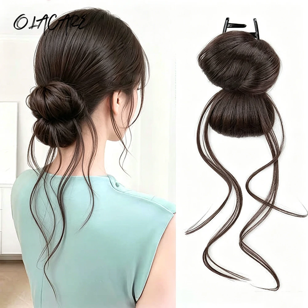 OLACARE Synthetic Messy Bun Wig Women Casual Party Wedding Hair Extension Fashion Clip On Curly Hair Bun Volume Piece