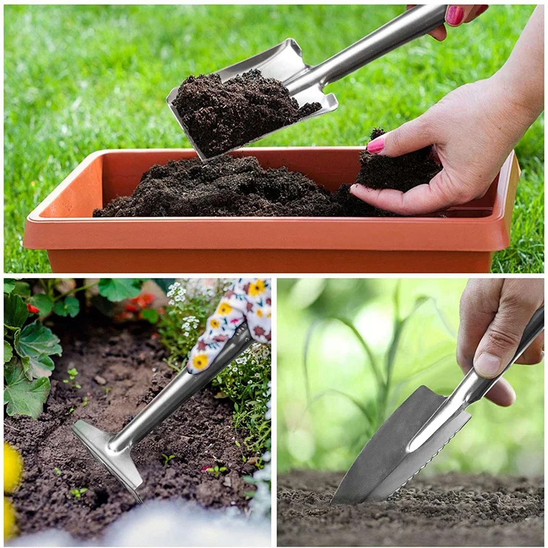 New 3Pcs Mini Gardening Plant Pot Tools, Garden Indoor Plant Tools Gardening Hand Kits Shovel Rake Spade For Potted Flowers