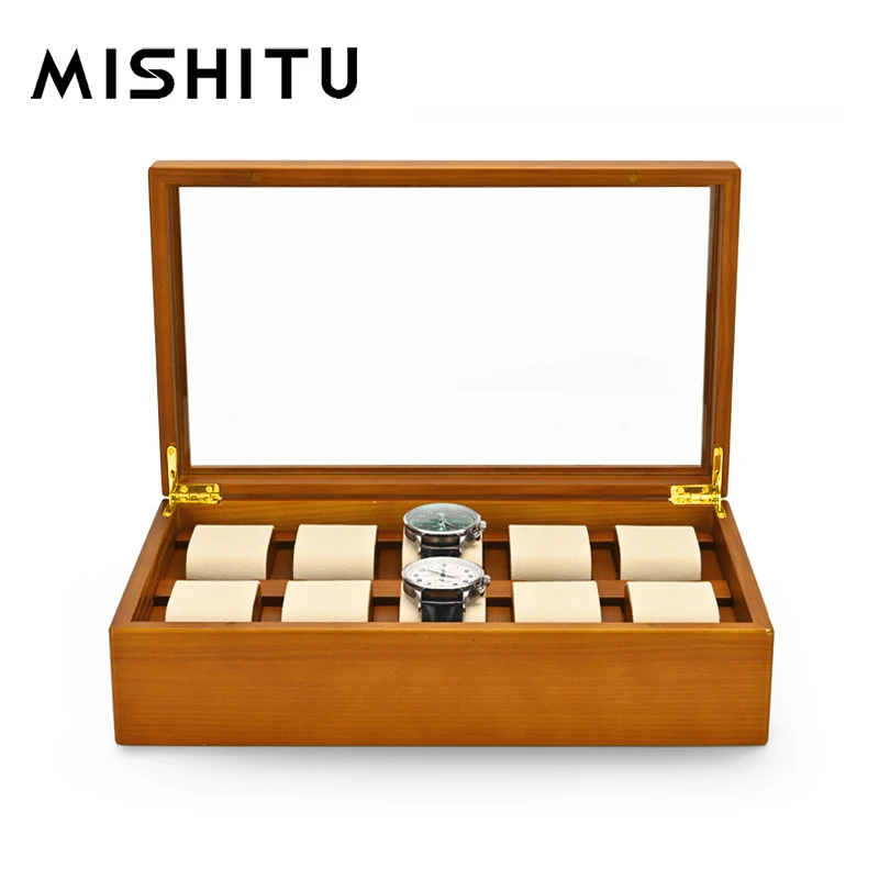 MISHITU Solid Wood Jewelry Box for Watchs Bracelets  Premium Jewelry Storage Organizer 34*20*9.4 CM Customizable