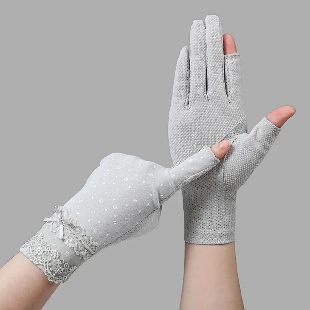 Summer UV Protection Sunscreen Gloves Breathable Lace Anti-UV Mittens Elastic Slip Resistant Cycling Driving Gloves Women Girls