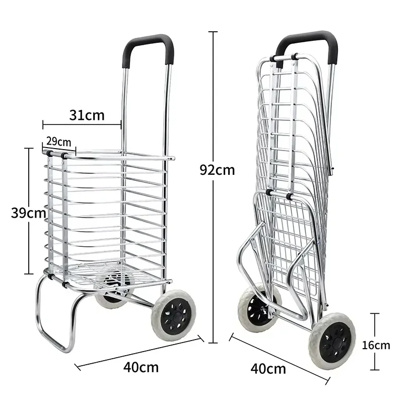 Lupai Folding Shopping Cart Trolley 35L Large Capacity Multifunctional Luggage Two-Wheeled OEM Storage Aluminum PVC 40KG