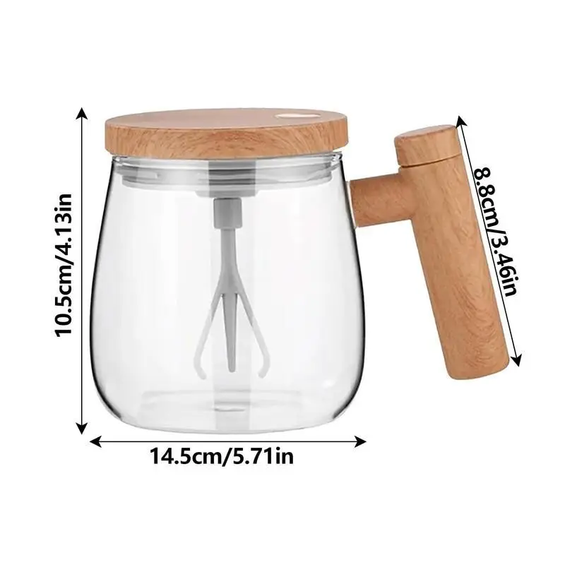 400ML Self Stirring Coffee Mug 7000rpm High Speed Self Mixing Glass Mug With Wooden Handle for Coffee Milk Protein Powder images - 6