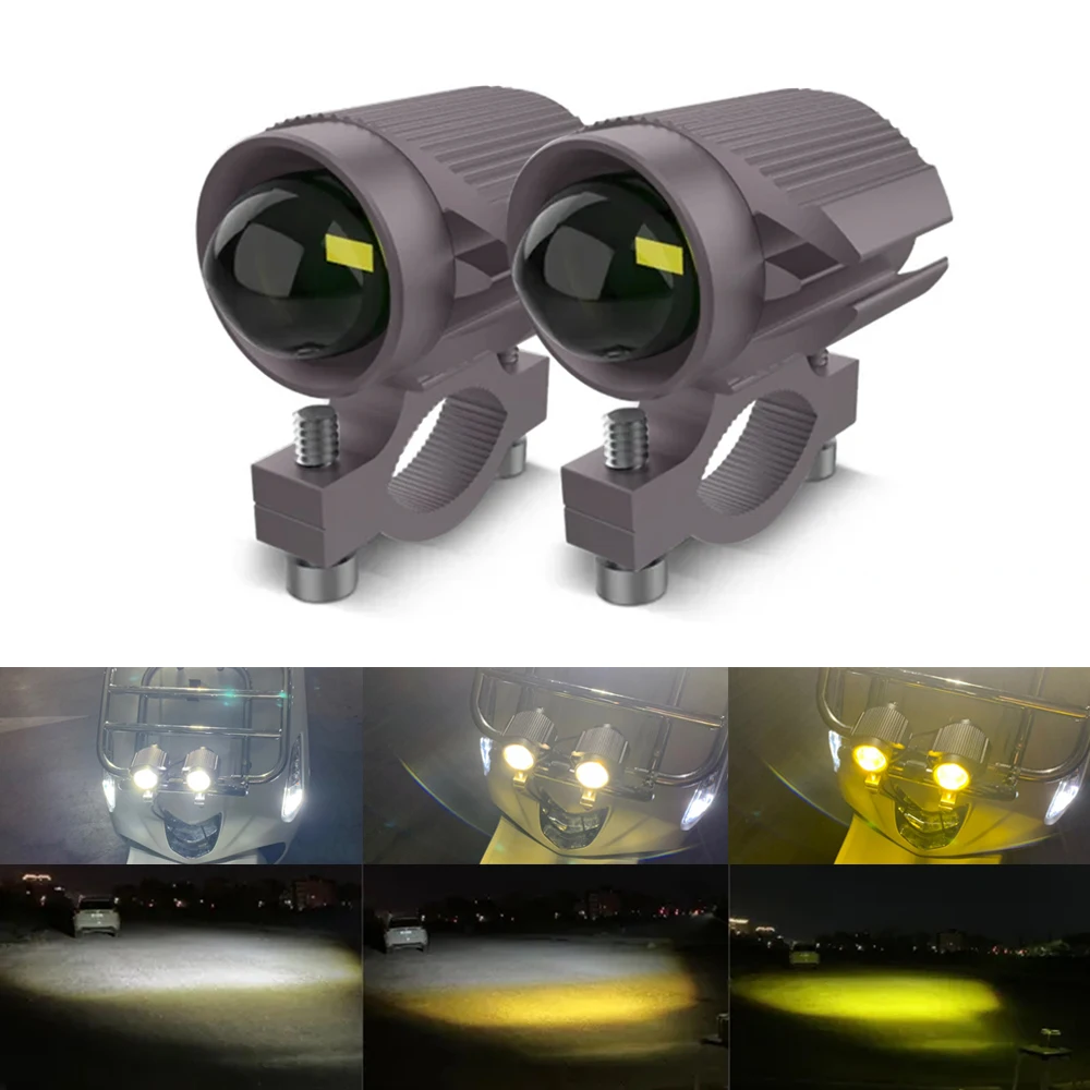 New Arrival Mini Motorcycle Spotlight White Yellow 12v 24v Moto Motorbike Motorcycle Led Light Headlight Spotlight for Moto