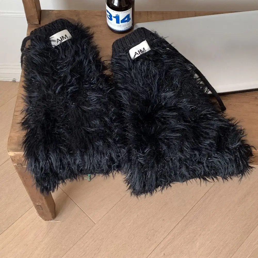 Y2K Fur Boot Socks Women Faux Fur Leg Warmers Fall Leggings Jk Boots Stocking Harajuku Fur Foot Warming Cover