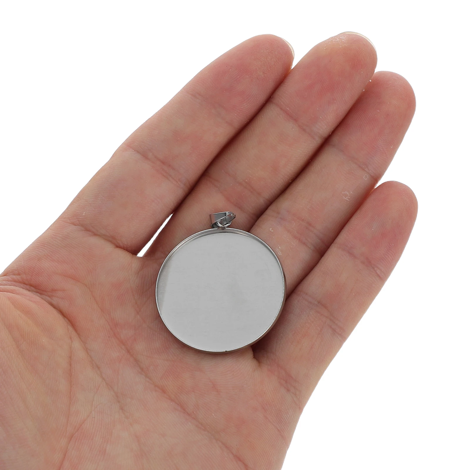 

20pcs Stainless Steel Pendant Trays 12Mm Silver Diy Jewelry Base Set For Necklace Resin Craft Photo Holder Bases Compatible