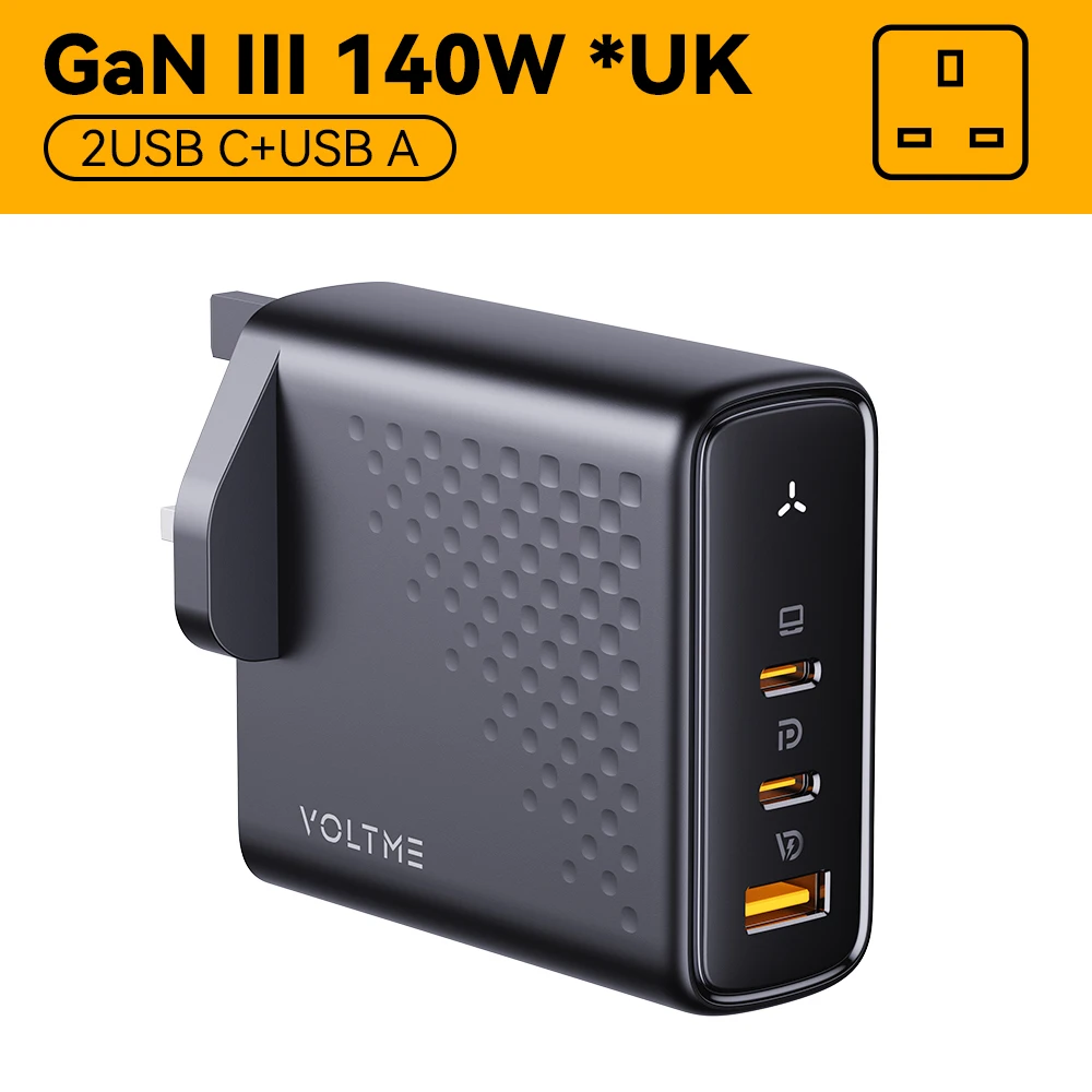 Voltme 140 W GaN III Ladegerät USB Typ C PD Schnellladegerät Quick Charge 4.0 3.0 für iPhone 16 15 14 Pro Max MacBook Laptop Samsung S22 5