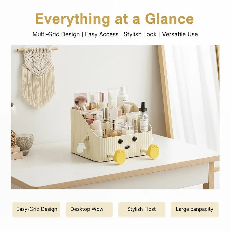 Functional and stylish Desktop Organizer for Cosmetics Attractive Storage Basket for All