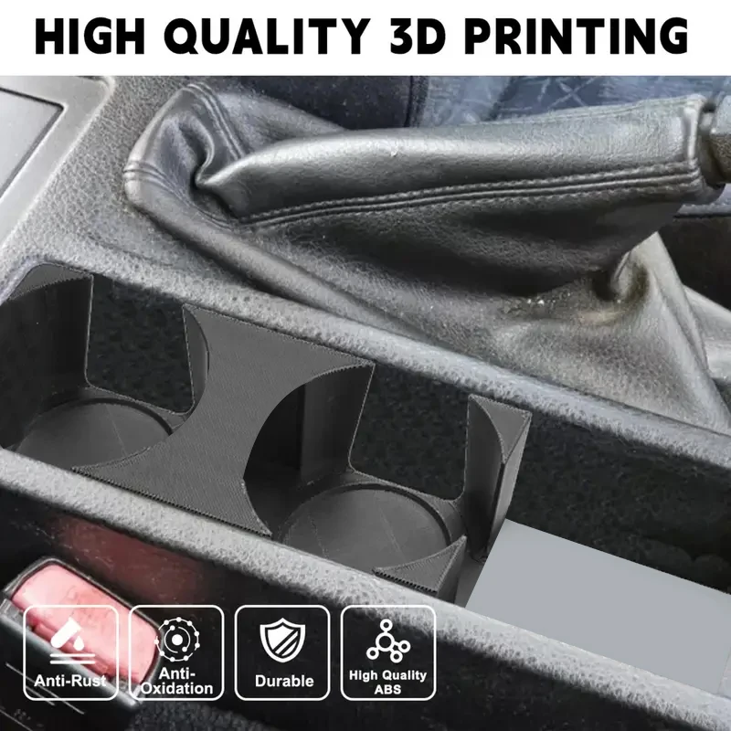 1 SZT. Drukowany w 3D uchwyt na kubek samochodowy, podwójny uchwyt na kubek do BMW E36, konsola środkowa, czarny schowek samochodowy, akcesoria samochodowe
