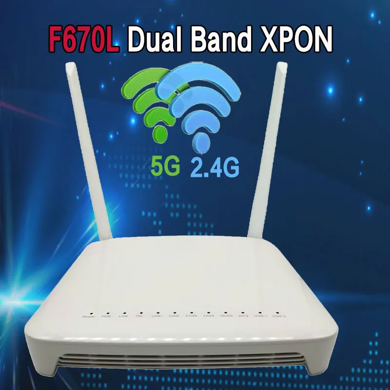 

F670L XPON ONU Двухдиапазонный 2,4G 5G WIFI новый оптоволоконный модем Gpon ONT FTTH EPON ONT Английский терминал прошивки