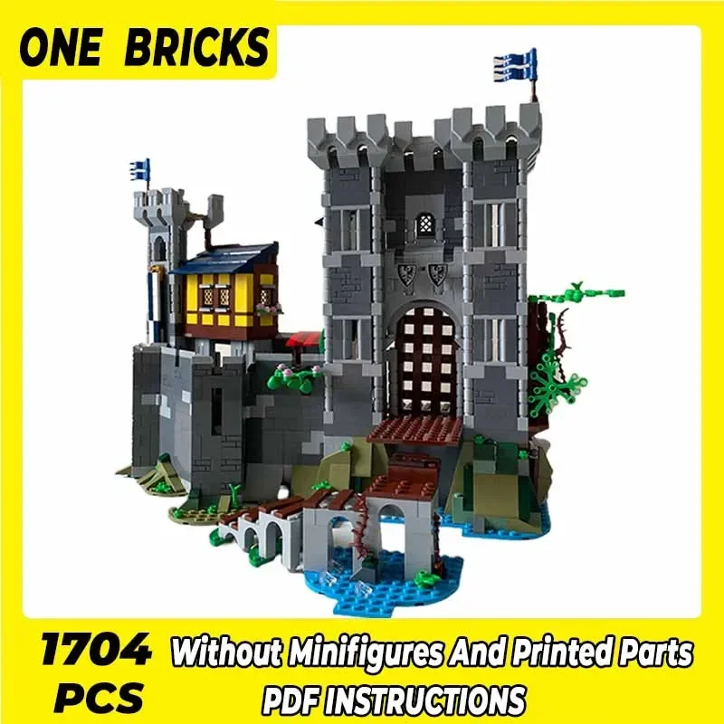 Moc Building Blocks Fortress Model Blue Knight's Castle Technical Bricks DIY Assembly Construction Toys For Child Holiday Gifts