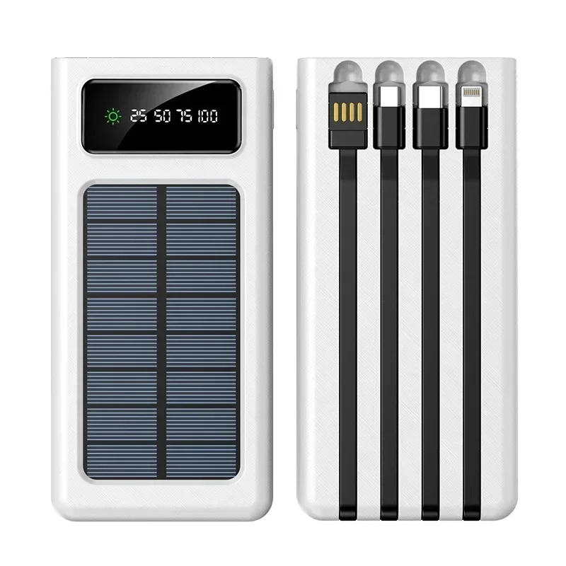 20000 milliampere universal mobile power supply with built-in cable for solar power charging bank