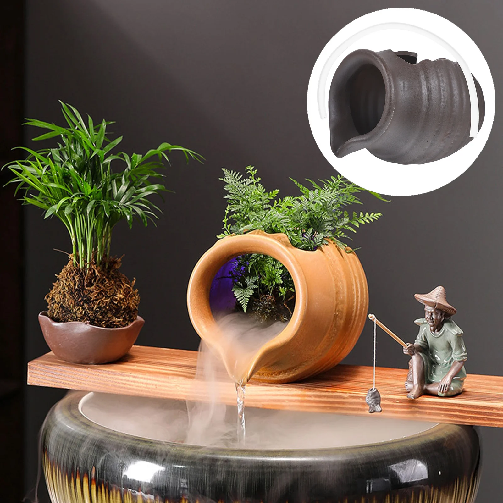 

Creative Ceramic Jar Water Circulation Fountain Garden Decor Waterfall Feature Ceramic Jar Circulating Fountain Decor