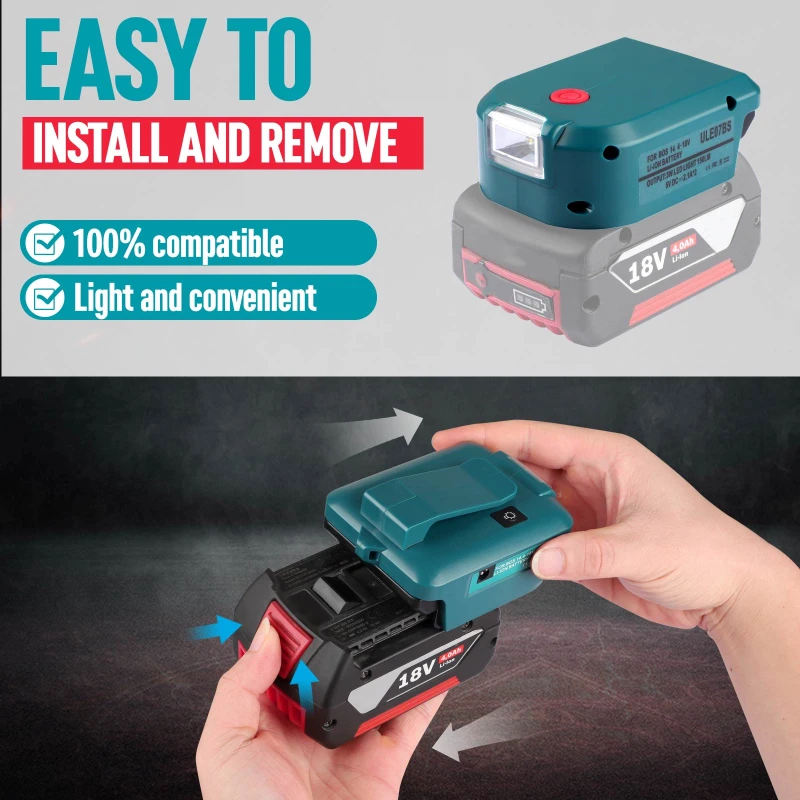 ZWINCKY batería de litio para Bosch, 14,4 V, 18V, 5V, 12V, Puerto convertidor tipo C con foco de luz LED para baterías Bosch