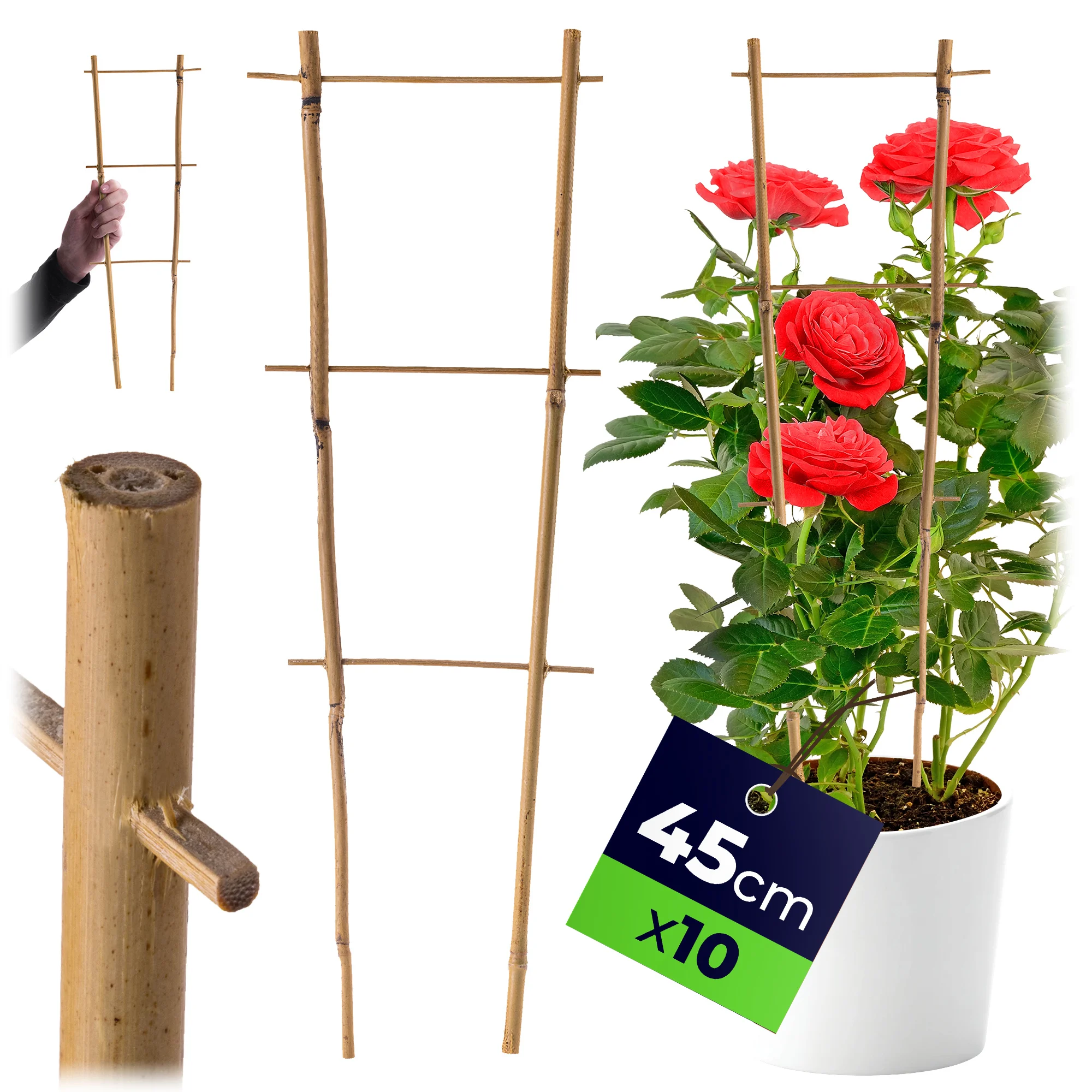 KADAX Pergola Bamboe Laddersteun 45 cm 10 stuks