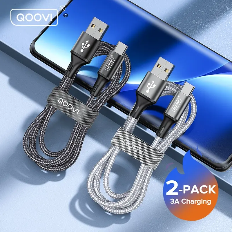 QOOVI 3.1A USB Type C Cable Fast Charging For Xiaomi Mi12 11 Samsung Huawei Mobile Phone Charger Quick Charge Wire Cord