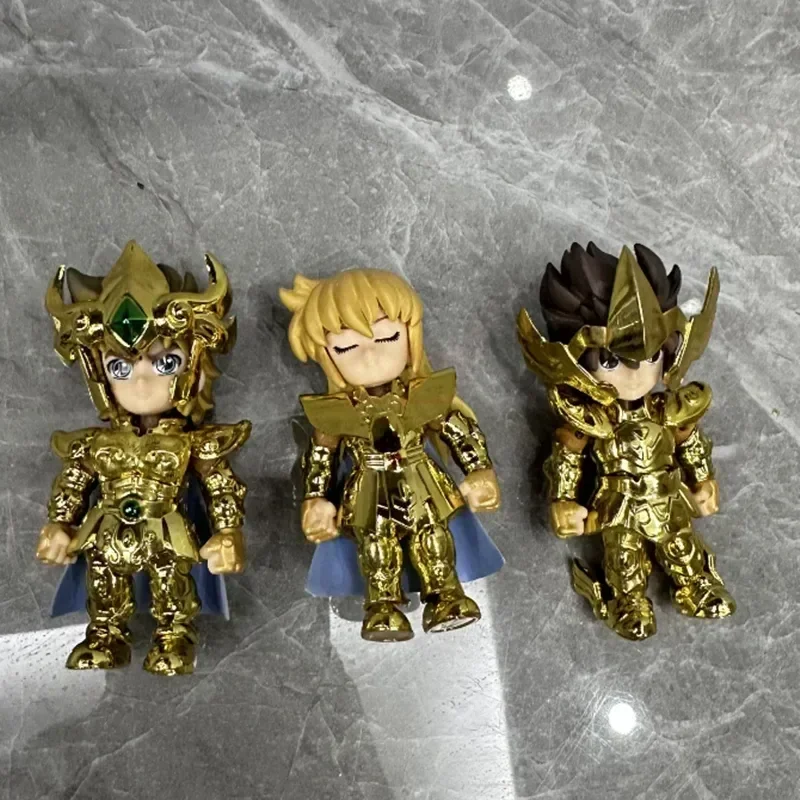 In Stock Q Version Of Saint Seiya Cartoon Figure Leo Sagittarius Virgo Joints Are Movable Model Ornaments Toy Christmas Gift