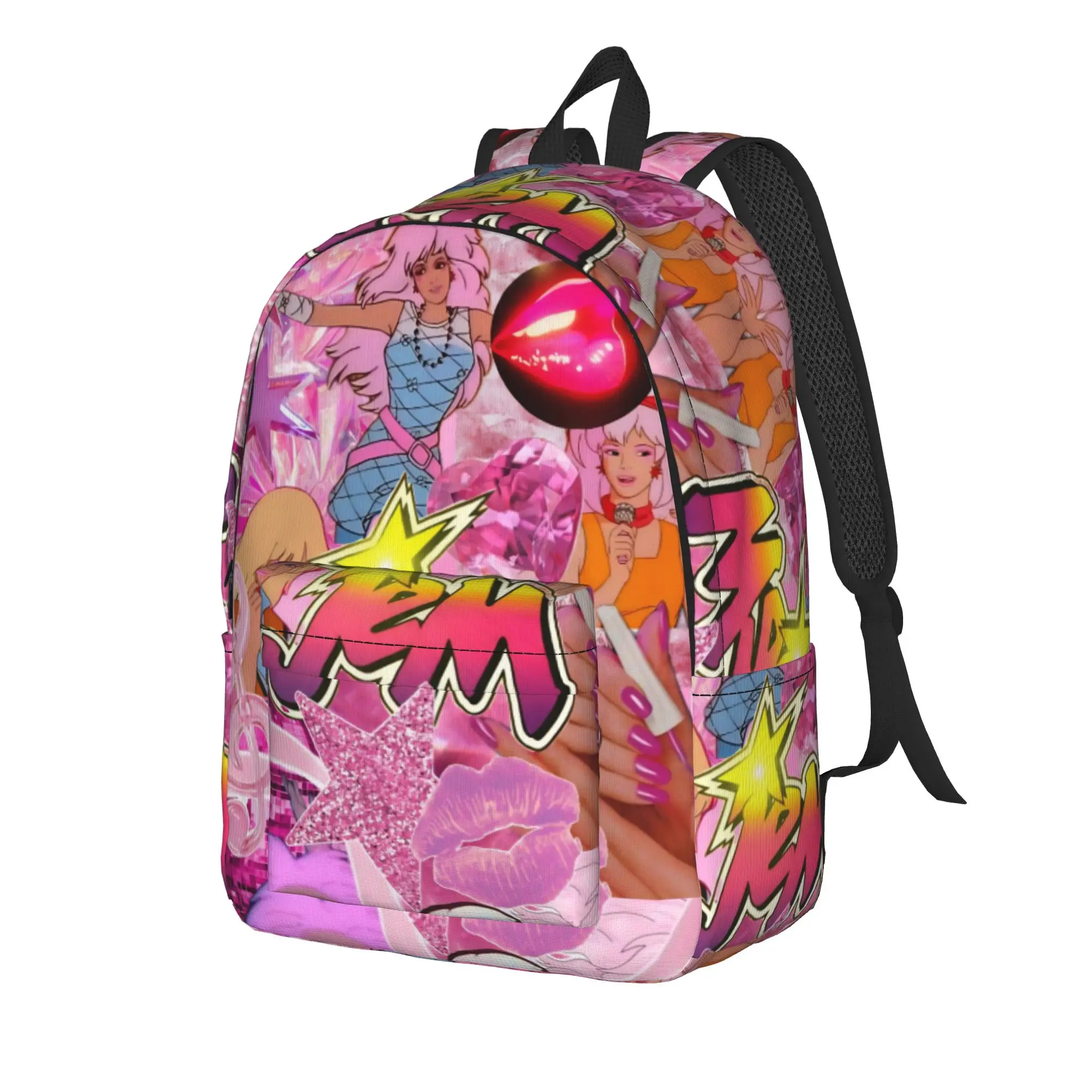Jem And The Holograms Teenage Backpack Sports Student Work  Daypack for Men Women Laptop Canvas Bags