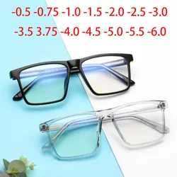 TR90 Overized Square Myopia Eyeglasses Anti Blue Rays Big Frame Prescription Glasses For The Nearsighted 0 -0.5 -0.75 To -6.0