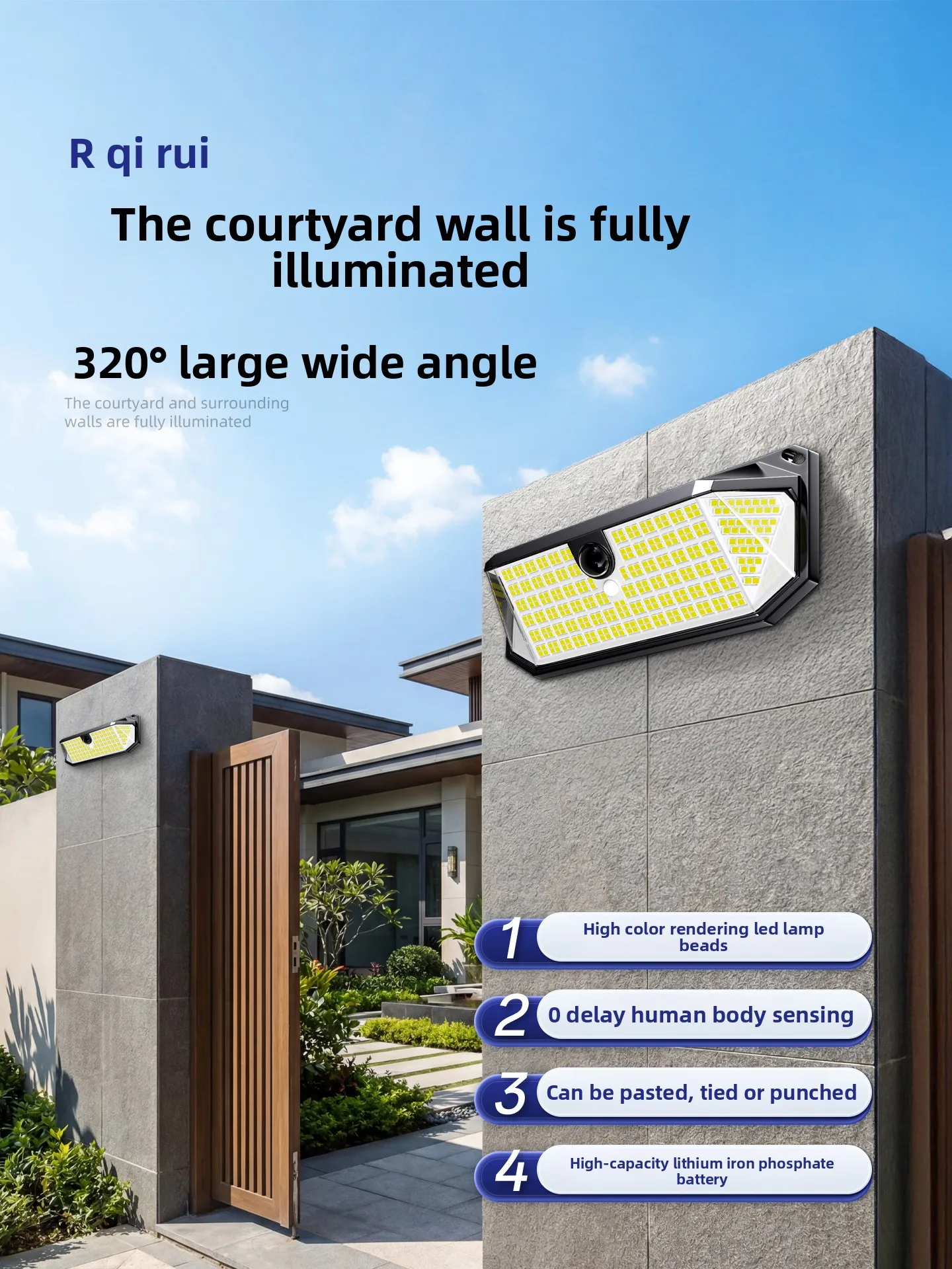 

2026 new solar outdoor light household garden light human body induction lighting rural outdoor waterproof wall light