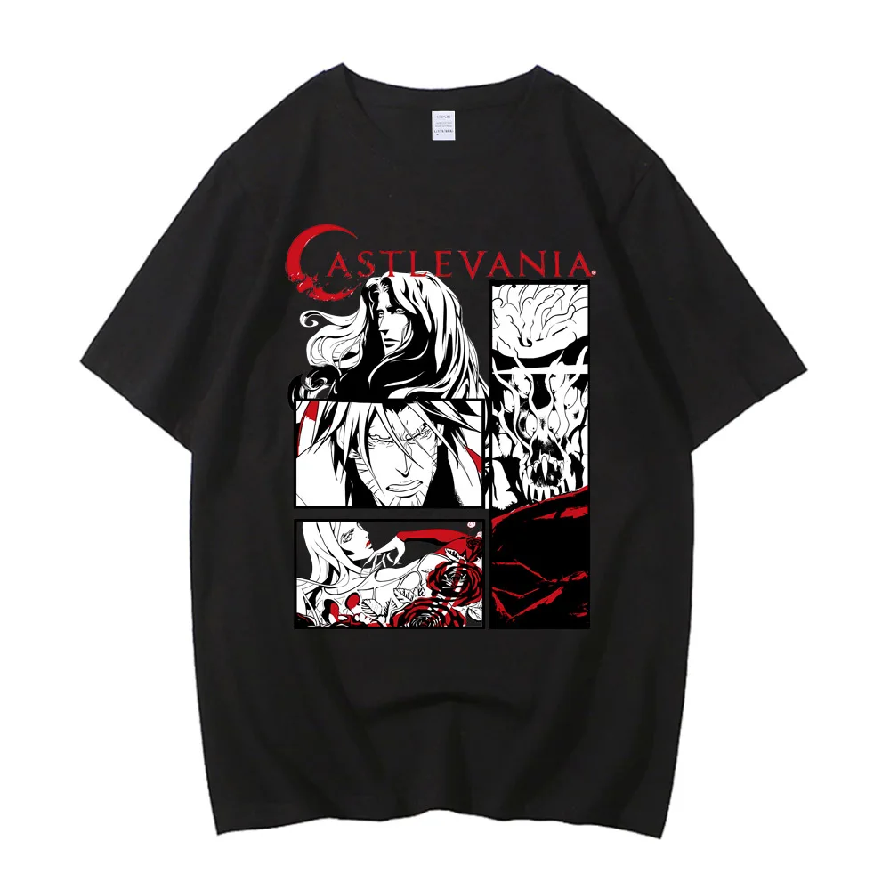 Sinfonía de la noche nueva camiseta Vintage CASTLEVANIA Camiseta de manga corta de algodón de alta calidad ropa de calle de Anime para hombre