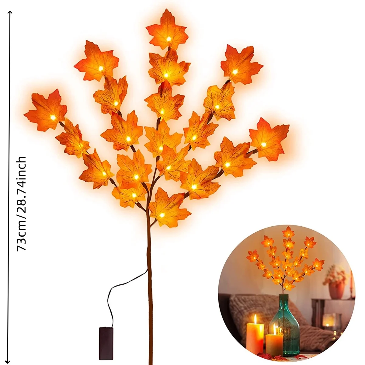 1pc 20 LED Simulation Red Maple Leaf Branch Lights Battery Powered Twig Branches Artificial Leaves Table Lights For Home Decor