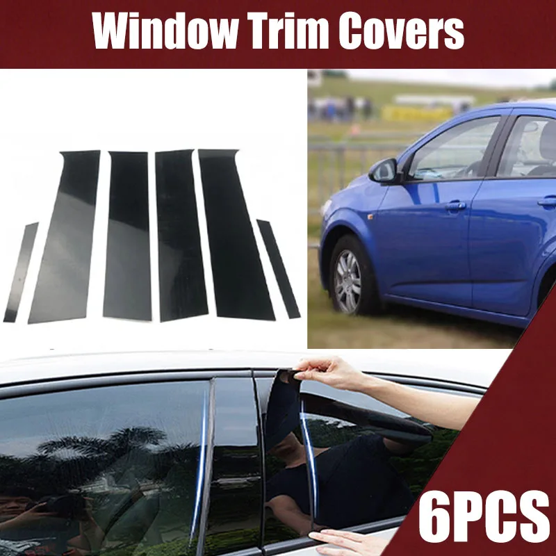 Suitable for Chevrolet Aveo Window Bright Strip Decoration Car Door Frame Cover Accessories Bright Black Center Pillar Sticker