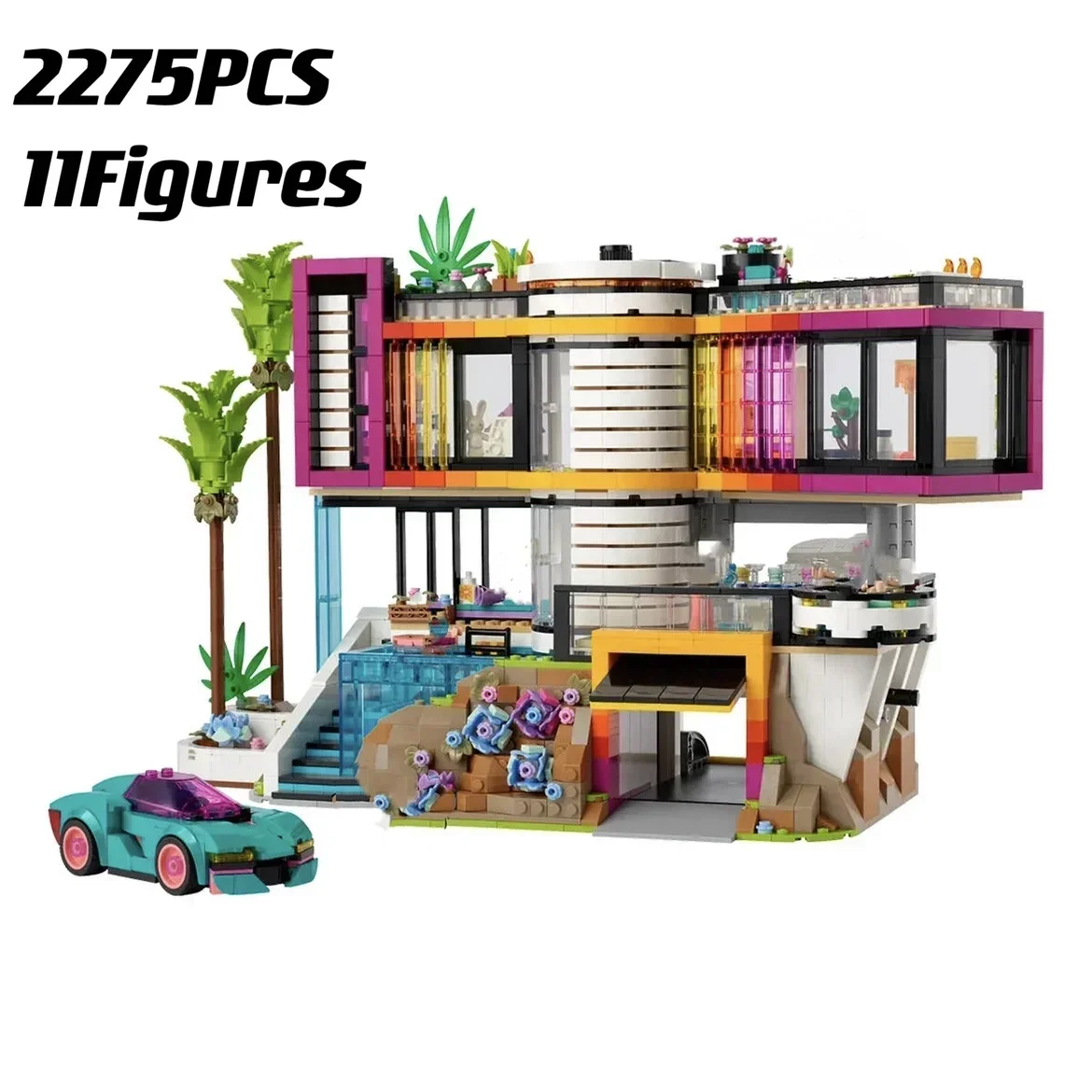 

2024 New 2275pcs 42639 Andrea Modern Mansion Building Blocks City House Villa Model Toys For Friends Girls Birthday Gift