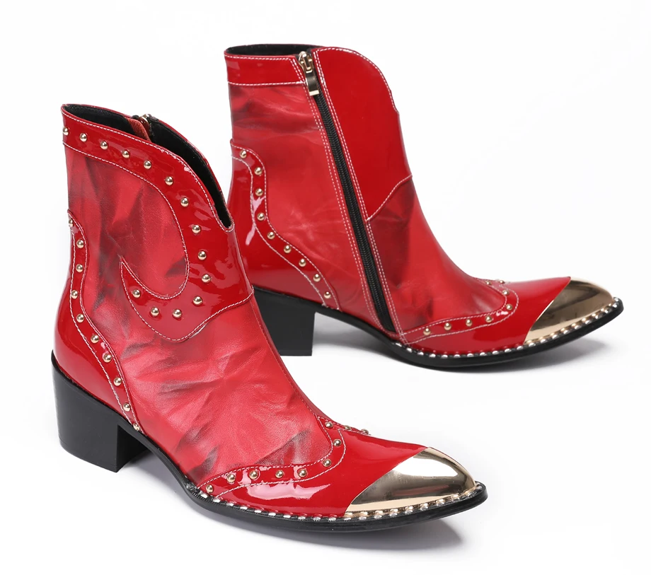 BOARD Frühling Heels Leder Männer Stiefel Spitz männer Kleid Stiefel Männer Höhe Verstorbene männer Rote Hochzeit Schuhe niet Stiefel – Detail 4