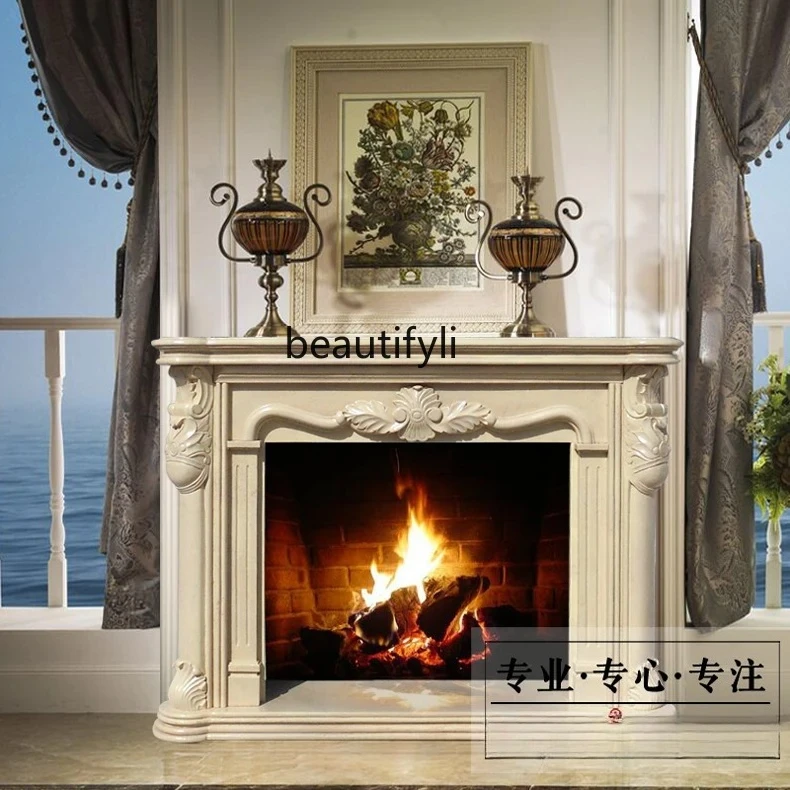 

Marble fireplace European stone carving fireplace decorative cabinet customization optional stone customization