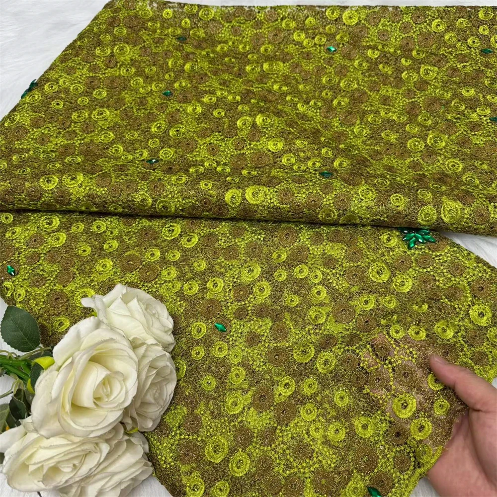 Luxury Heavy Women Multicolour Water Soluble Guipure Cord Beaded Lace Fabric Hollow Embroidery For Wedding Evening Dress Sewing