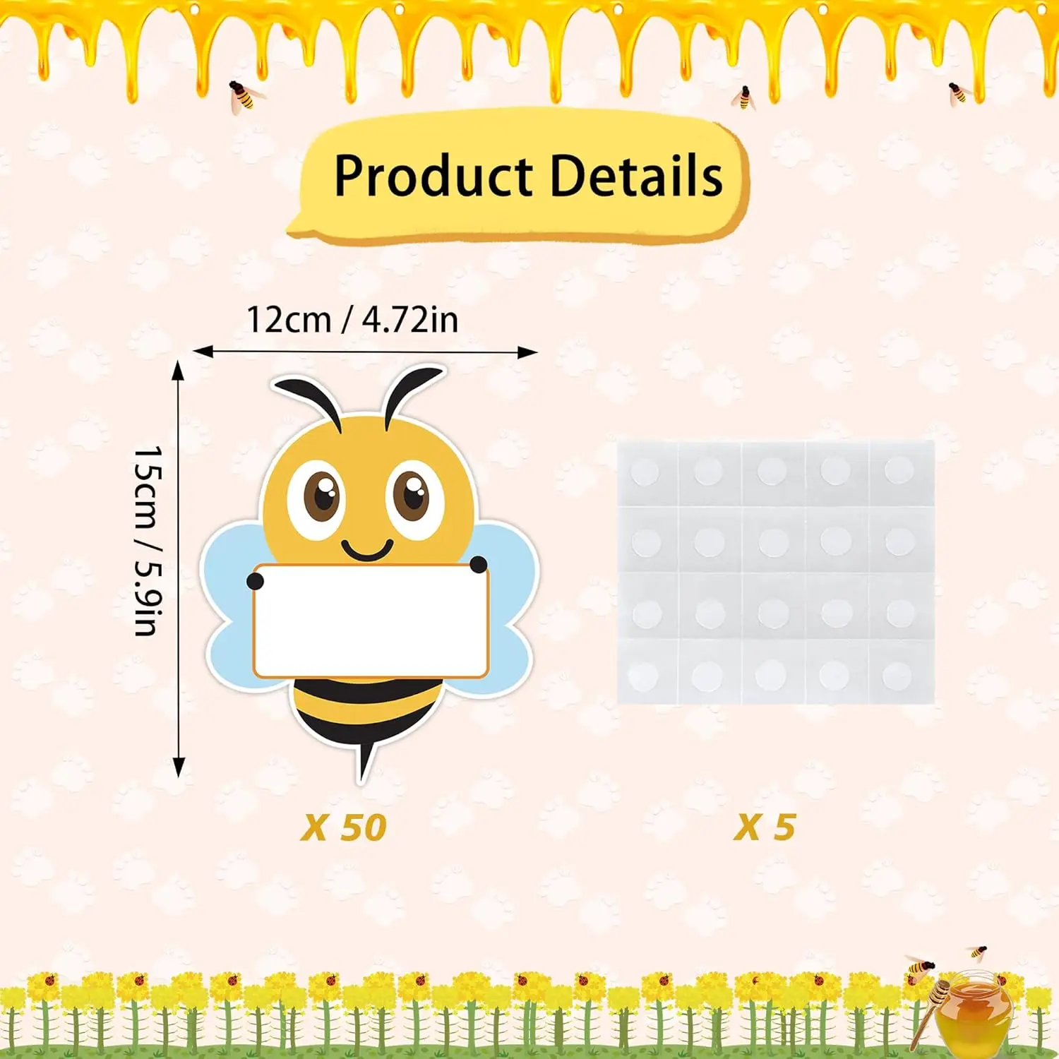 48pcs Bee Cutouts for Classroom Bulletin Board Decor, Bee Classroom Name Tag Cute Bee Style Student Nameplates for Desk