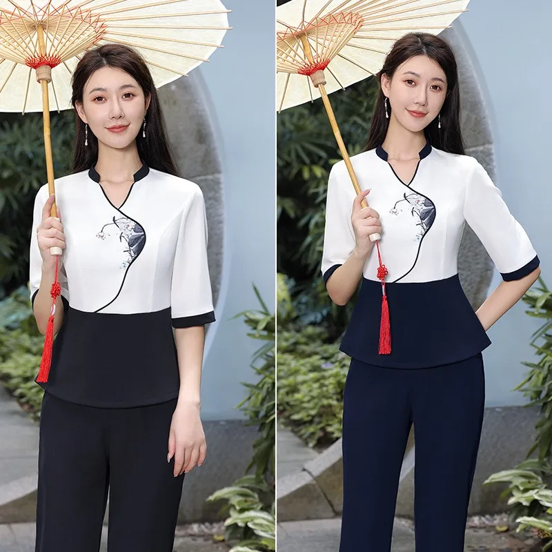 2024 Beauty Salon Spa Female Work Clothing Hotel Reception Work Clothes  Uniform Sauna Foot Bath Uniforms Salon Uniforms S-3XL