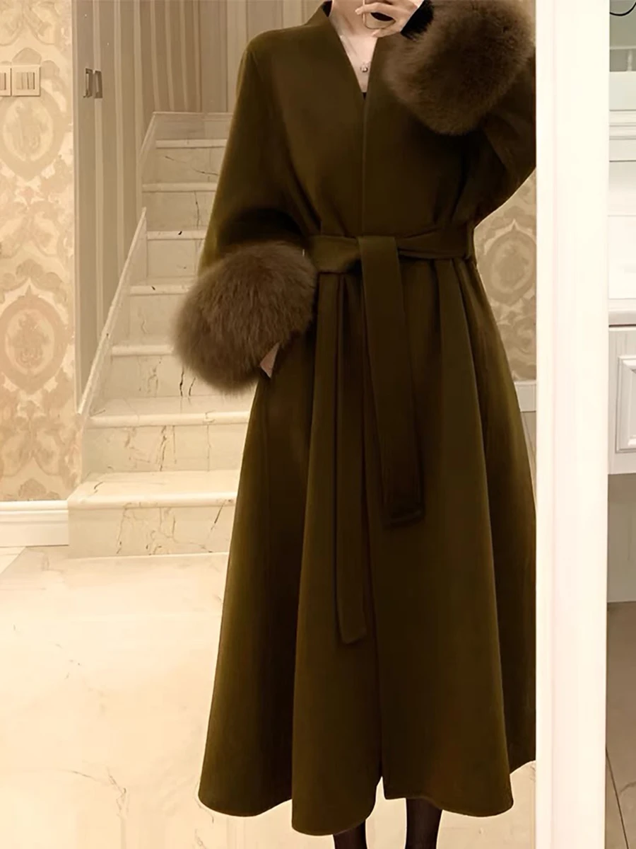 Ele Double-Faced Camere  Fur Coat Women's plus Size Winter New Sle Woolen Outerwear Korean Sle Straight Cut