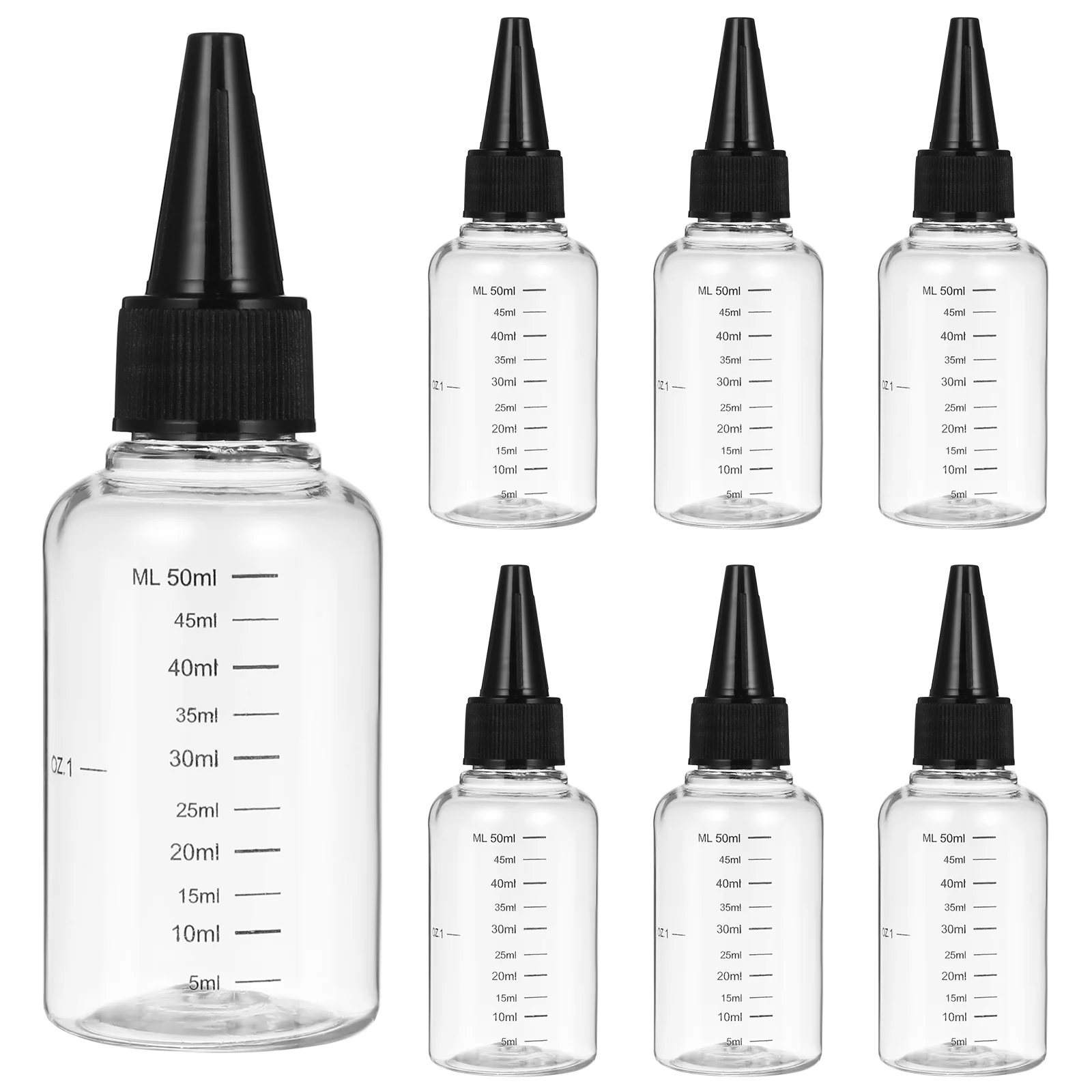 

1 Package of 50ML Transparent Portable Travel Empty Bottles Squeezable Tip Dropper Bottles with Scale (10Pcs/Package, Random Col