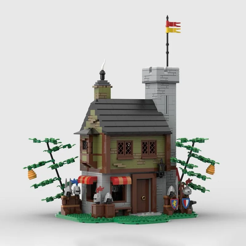 

Строительные блоки MOC, средневековая модель дома, магазин, набор фигурок из 1245 предметов - набор игрушек для творческой сборки в качестве праздничного подарка, подходит