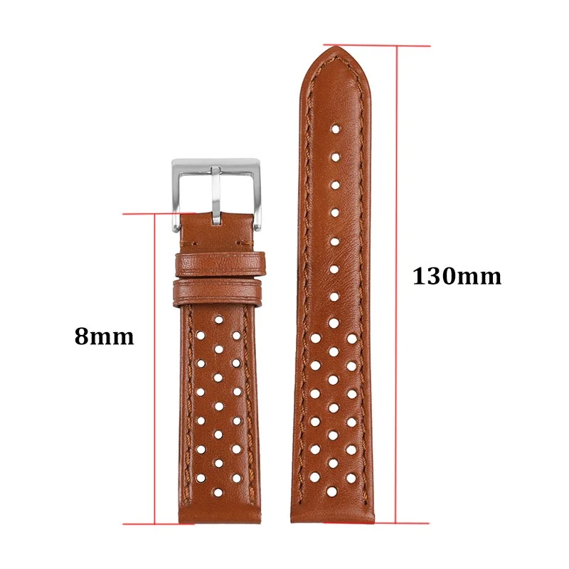 18mm 20mm 22mm Genuine Leather Watch Strap Breathable Handcrafted Cowhide Leather Belt Bracelet Universal Women Men Watch Band