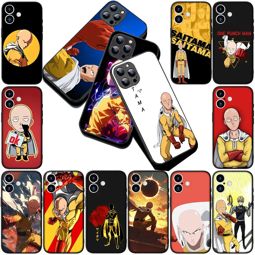 Чехол для телефона One Anime Punch Man для Apple iPhone 16 14 15 Plus 11 Pro Max 16E ProMax + 16Plus 15+ 14+ Гибкий гибкий корпус