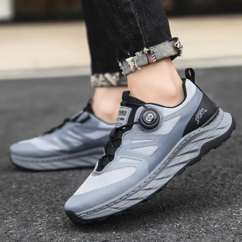 Men's Shoes 2024 Spring and Summer New Adult Casual Sports Shoes Rotating Button Fashion Anti-Slip Running Shoes