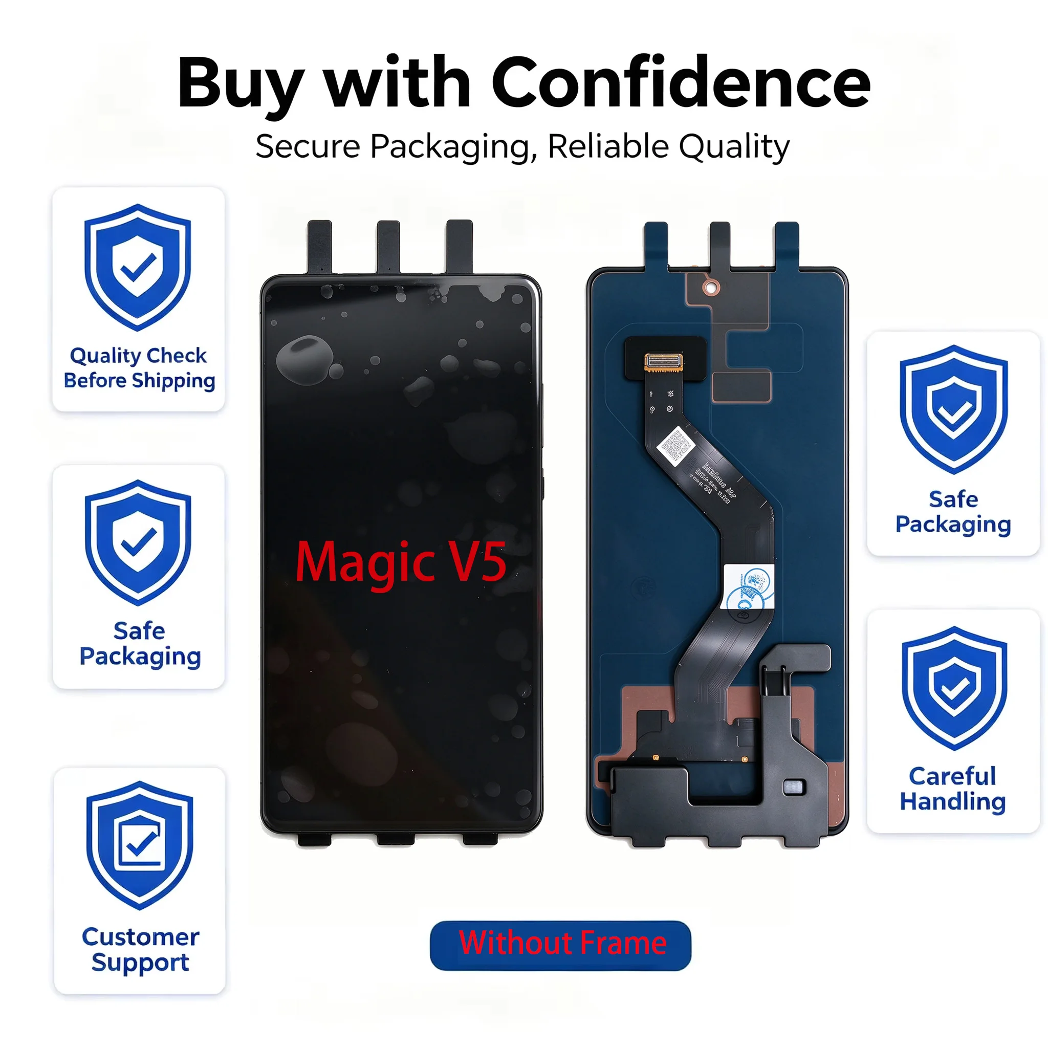 6.43'' Original AMOLED LCD Display For Honor Magic V5 External Small Screen Touch Screen Digitizer Replacement