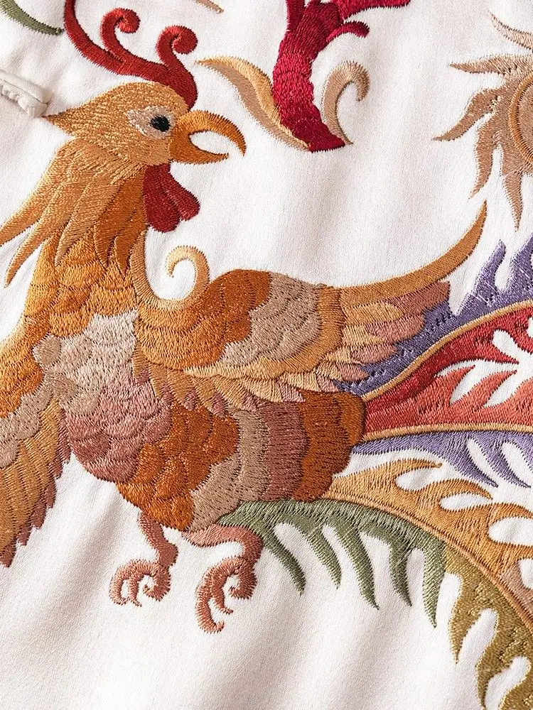 الأزهار المطرزة الحرير الحرير سترة المرأة الرجعية الصينية خمر العرقية نمط بلوزات بلا اكمام المتضخم